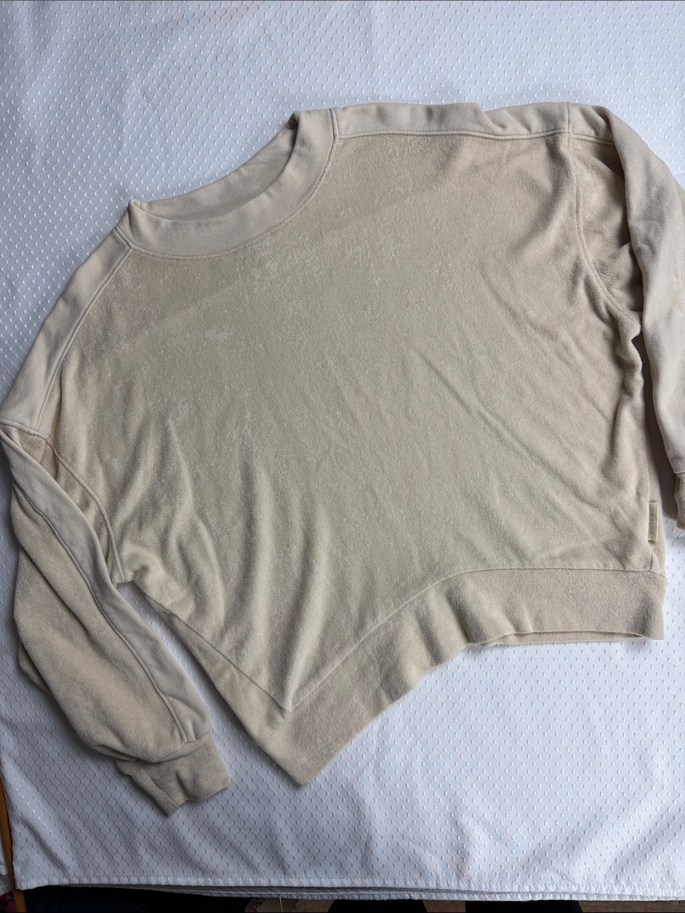 Varley Cream Asymmetric Crewneck Sweater